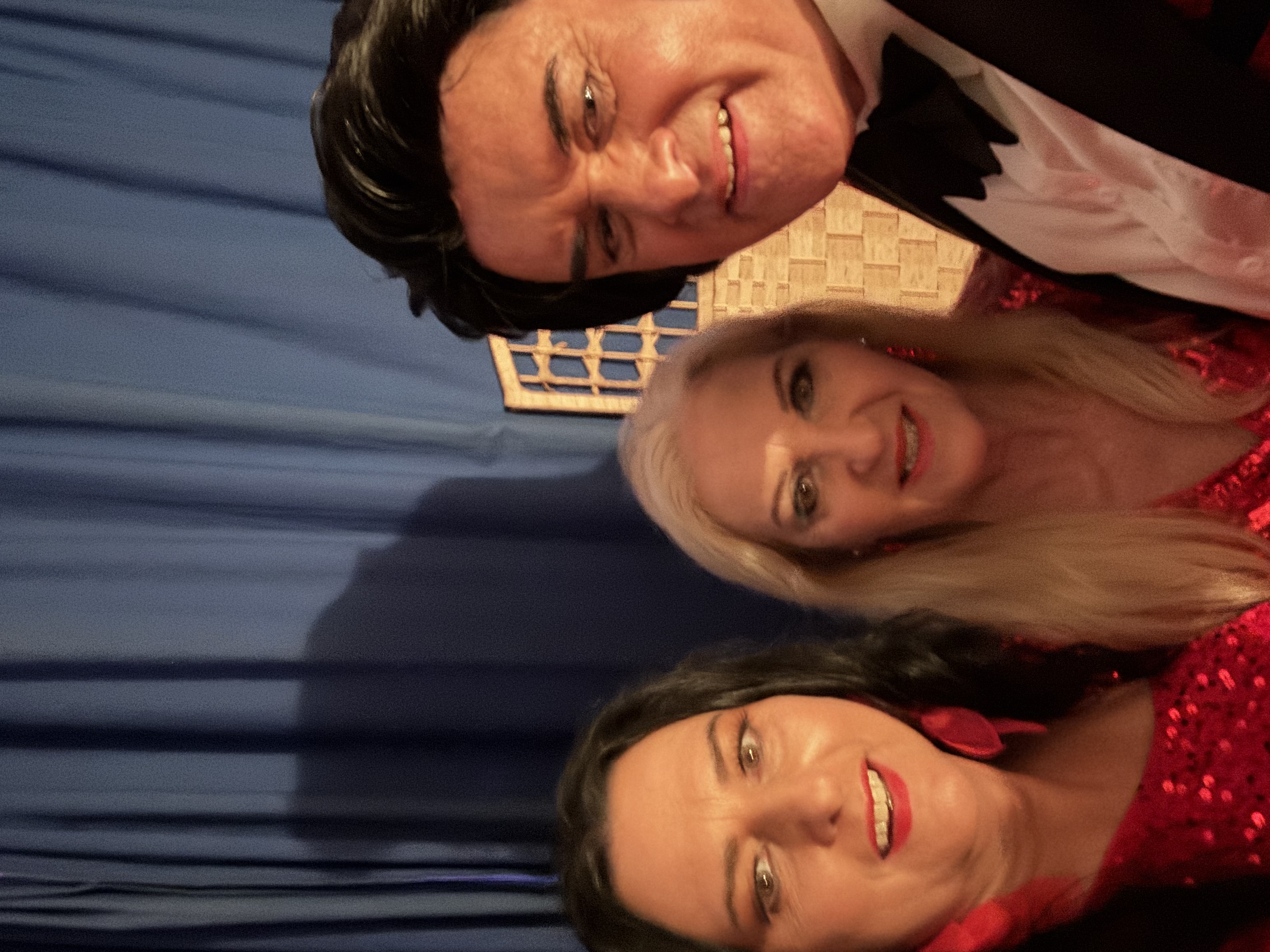 Trevor Needham as Engelbert with Jannine Douglas and Suzie backstage at Kamo 2026