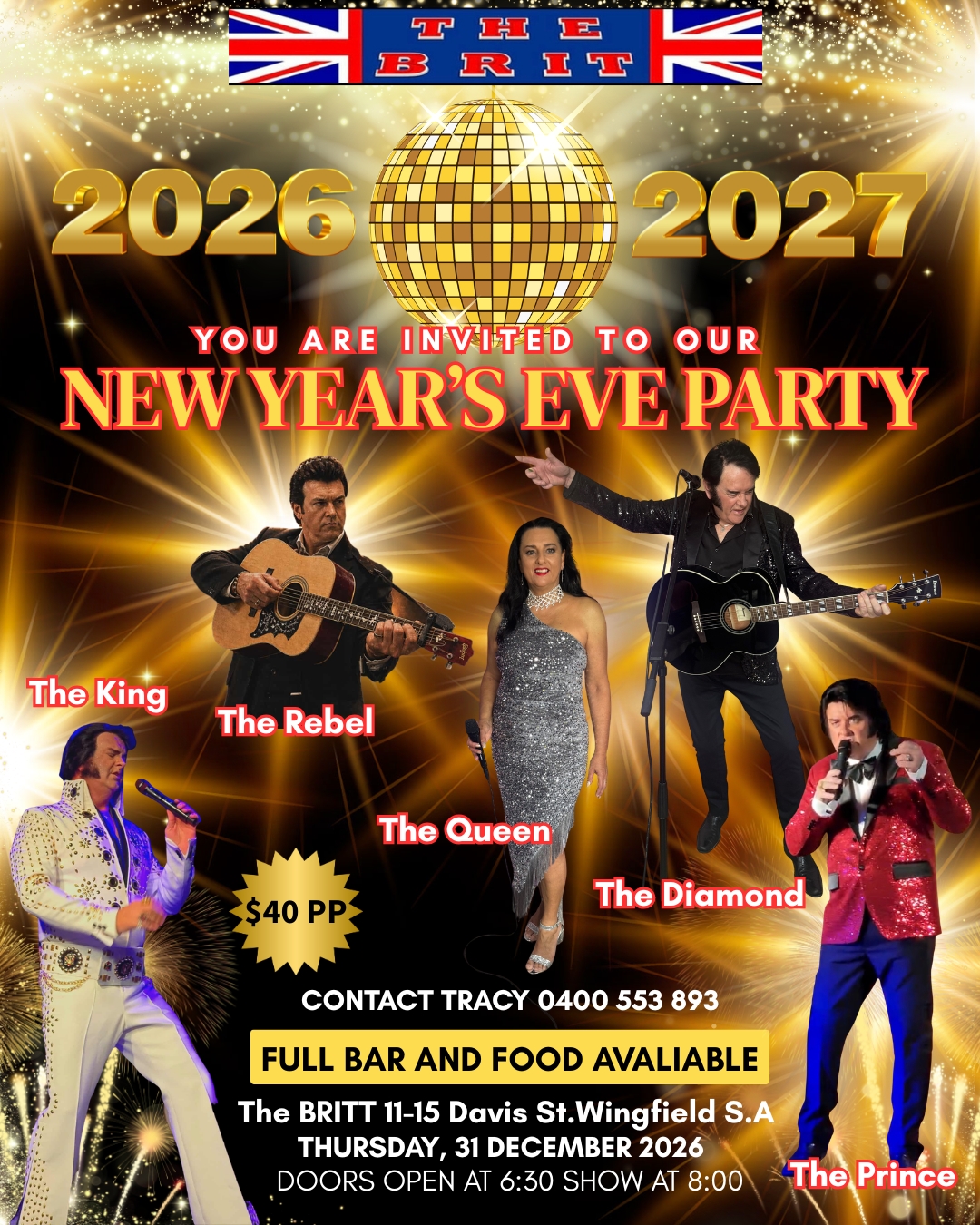 New Year's Eve Party 2026/2027 at The Britt, Adelaide, South Australia — International Show
