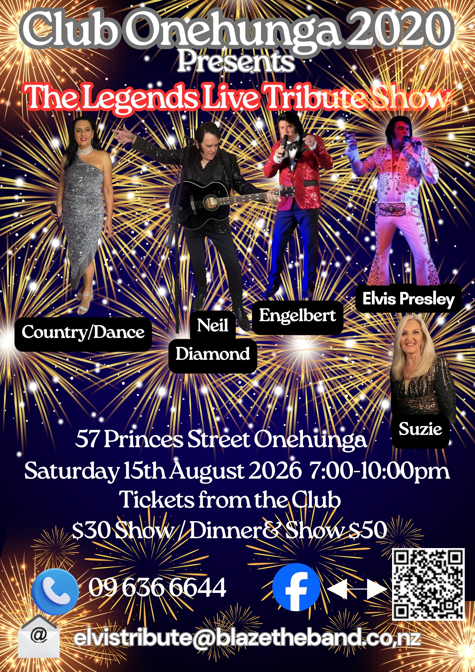 Club Onehunga 2020 presents The Legends Live Tribute Show — Saturday 15th August 2026